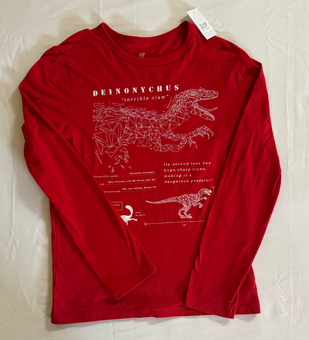 NWT Gap deinonychus dino red longsleeve graphic-t - size Kids 10