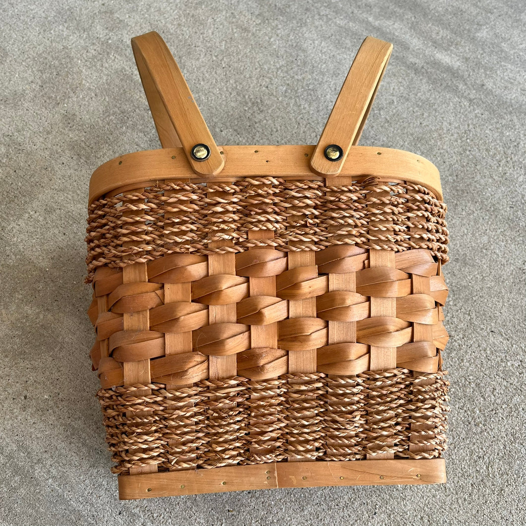 wooden woven basket 12in x 8in x 10in
