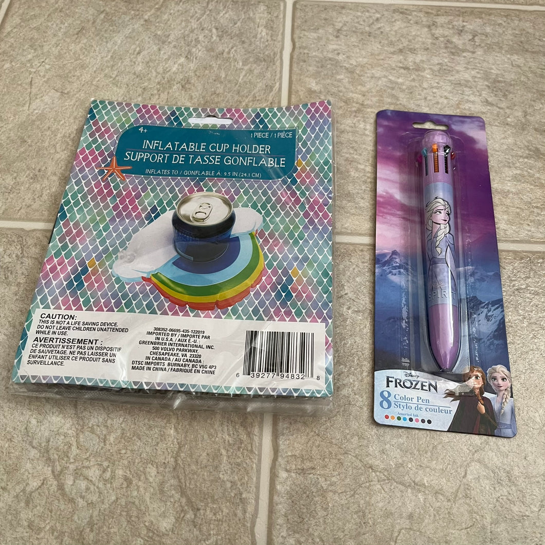 Frozen 8 color pen + inflatable cupholder NIB