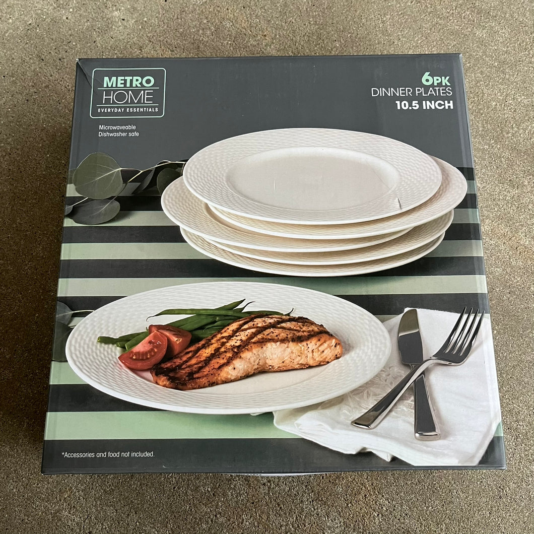 Metro Home dinner plate 6pk 10.5in  NIB