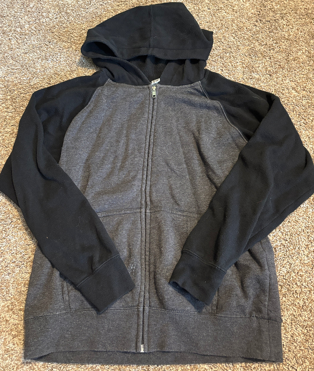 Gray & black Zip-up hoodie - size Kids 10