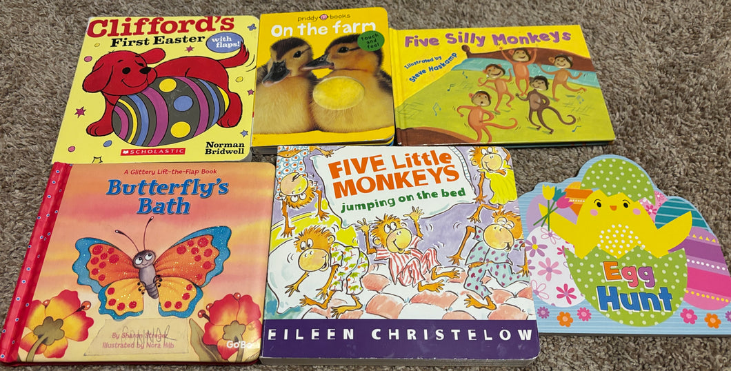 6 board books Five little monkeys