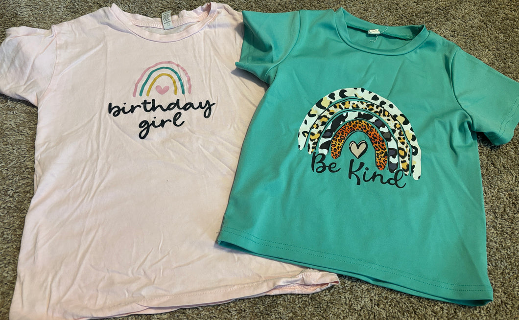 2 tees: Be Kind Birthday Girl - size 5T/5