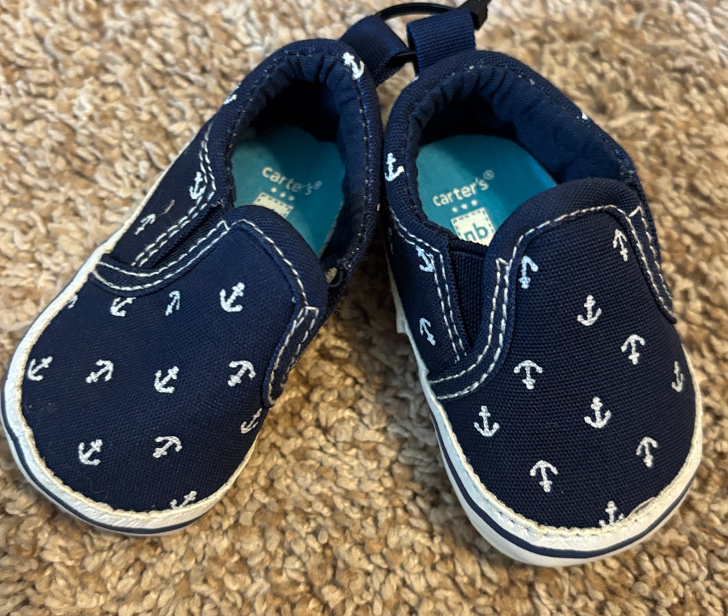 Newborn blue anchor Slipon shoes - size Shoes-Baby 0-2