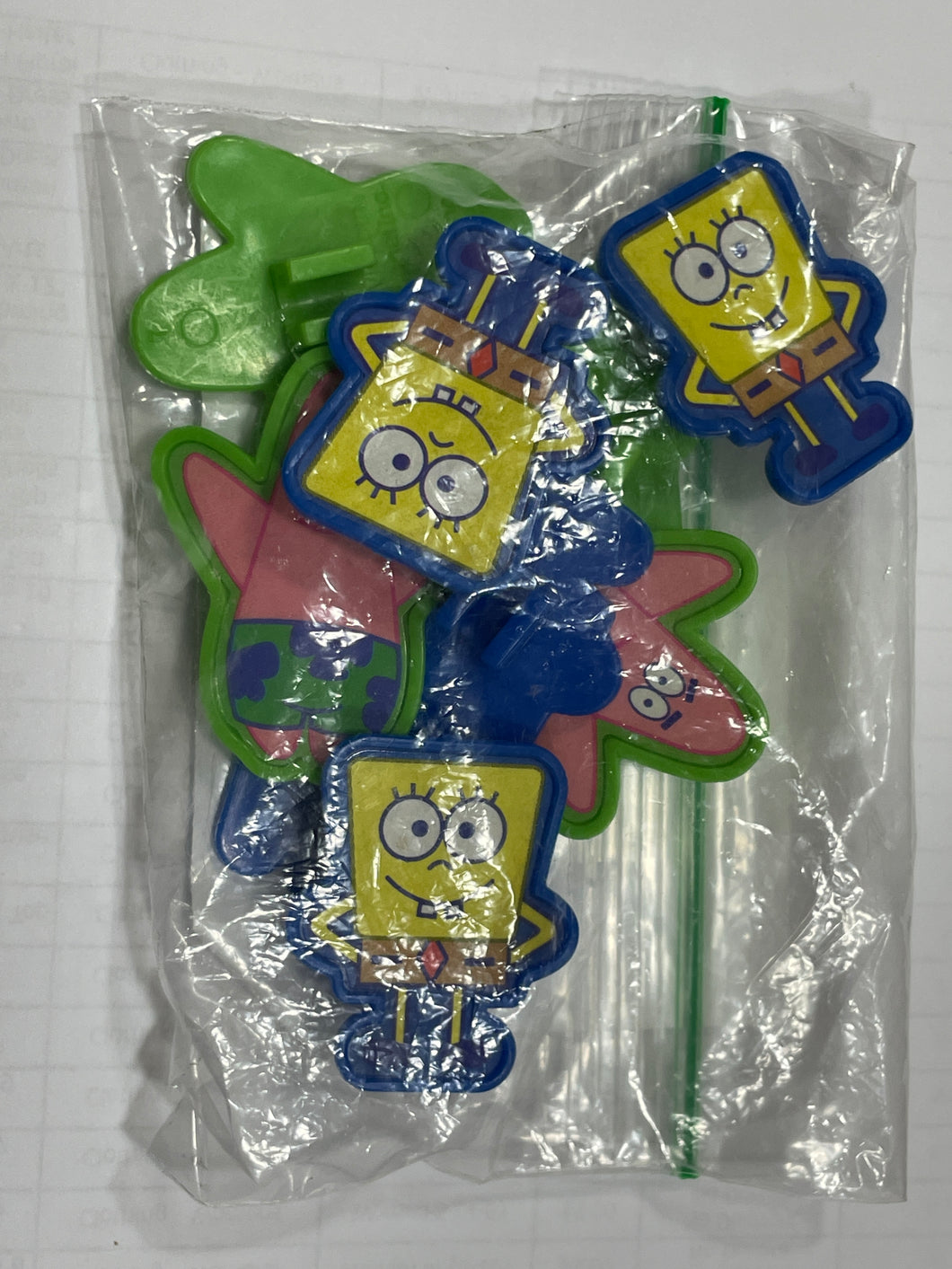 Sponge Bob Straw Clips Cupcake Decor - 9 Pcs.