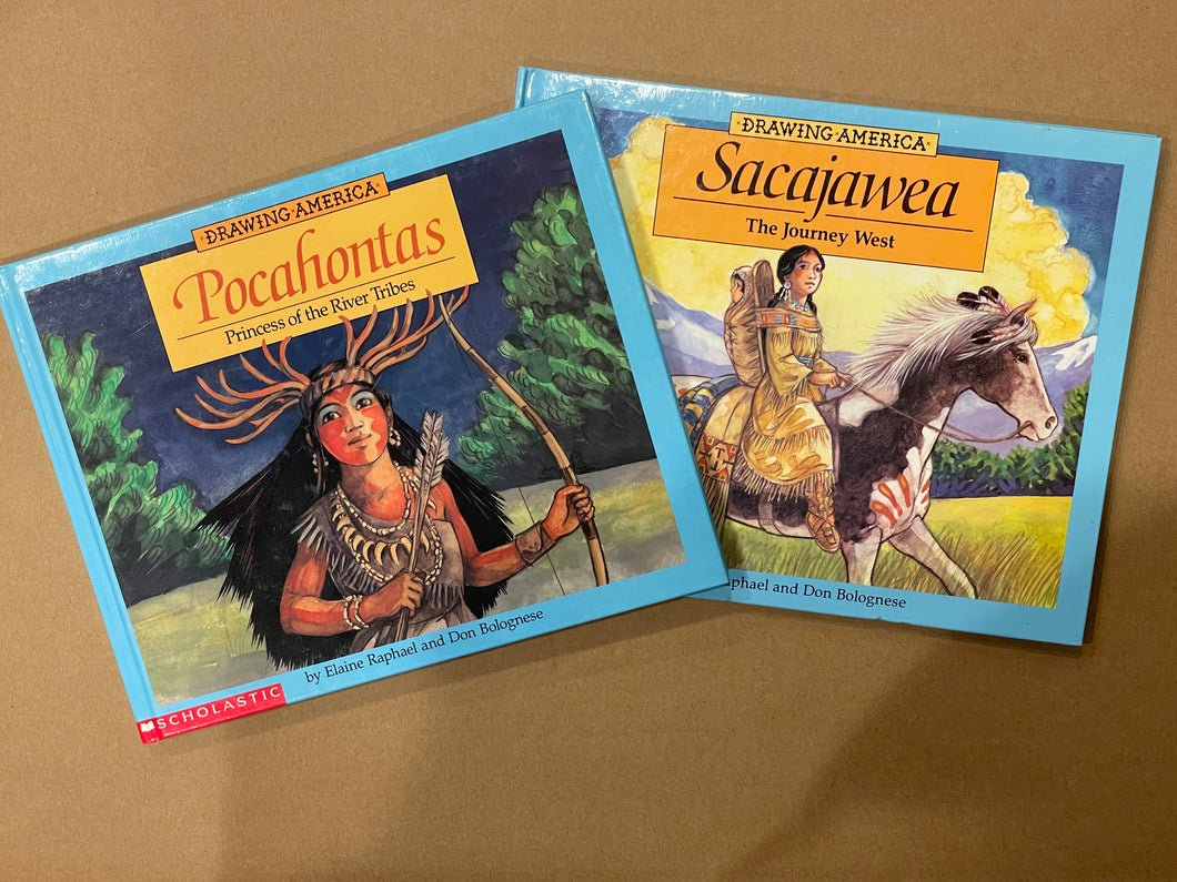 2 HC Drawing America Bks Pocahontas & Sacajawea