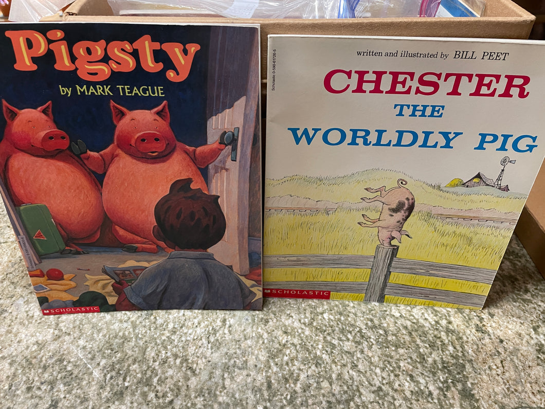 2 Books - Pigsty & Chester the Worldly Pig