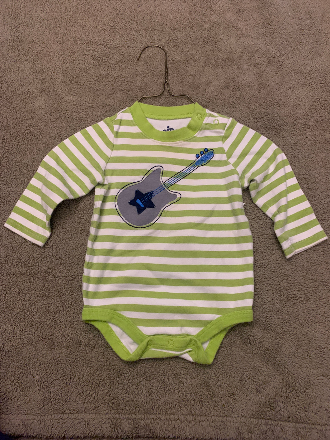 Circo green/white Striped guitar onesie - size 9 Months