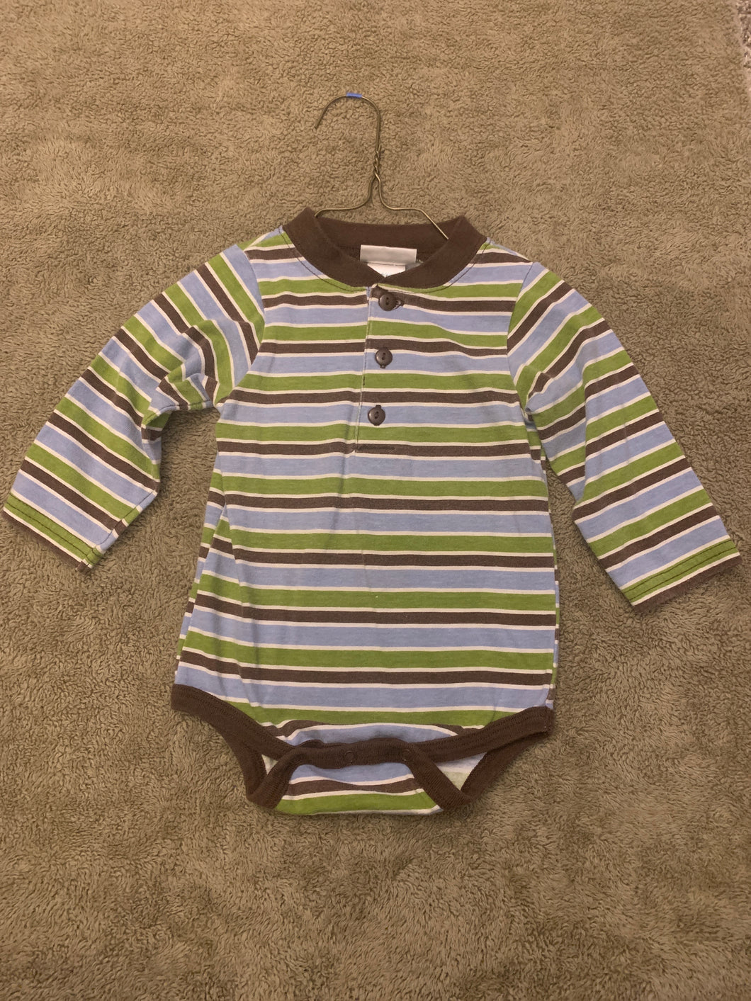 Babyworks striped onesie Green/blue/brown - size 12 Months