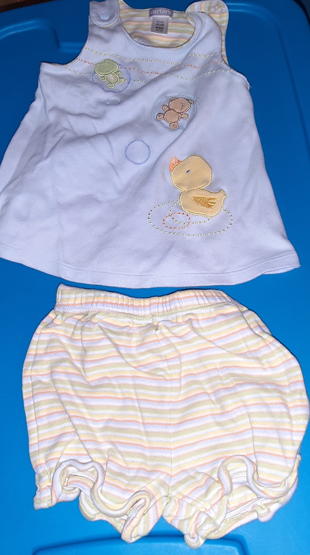 Carter's blue duck dress set - size 6 Months