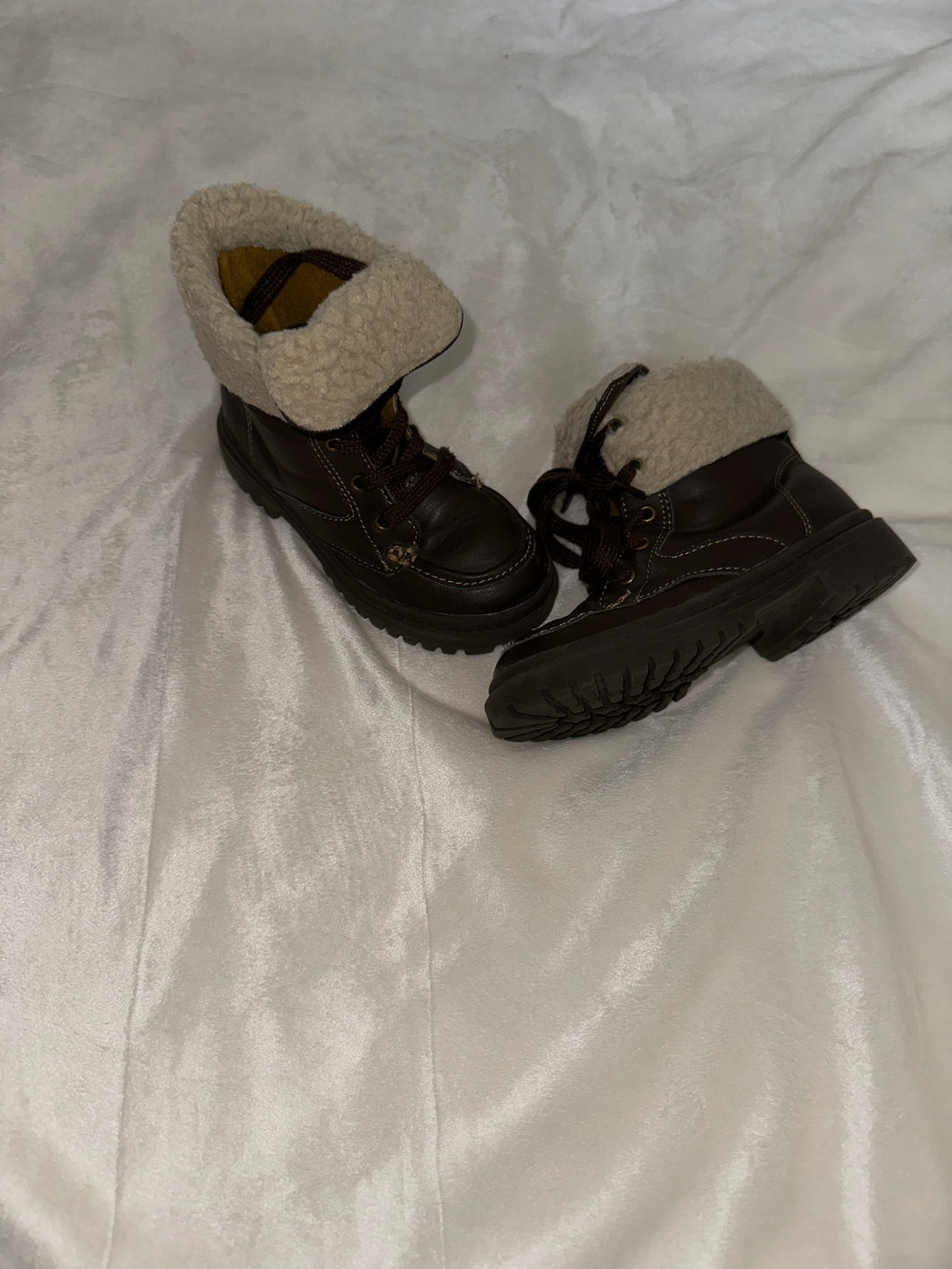 Little kids leather boot Gap brown Sherpa - size shoes-youth   10