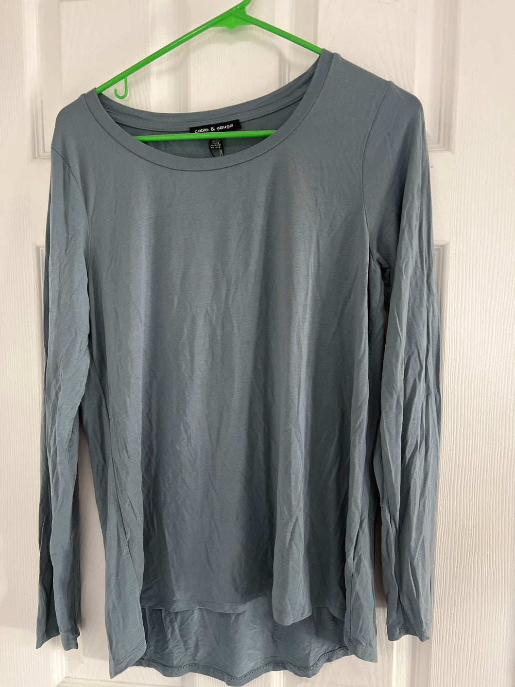 CABLE & GAUGE LONG SLV SHIRT - GRAY BLUE - size Women L (12)
