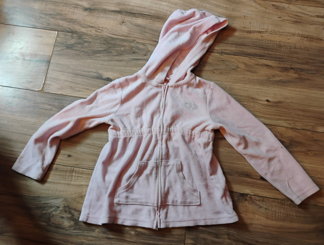 Pink Zip up Jacket Fuzzy with hood - size Kids 6