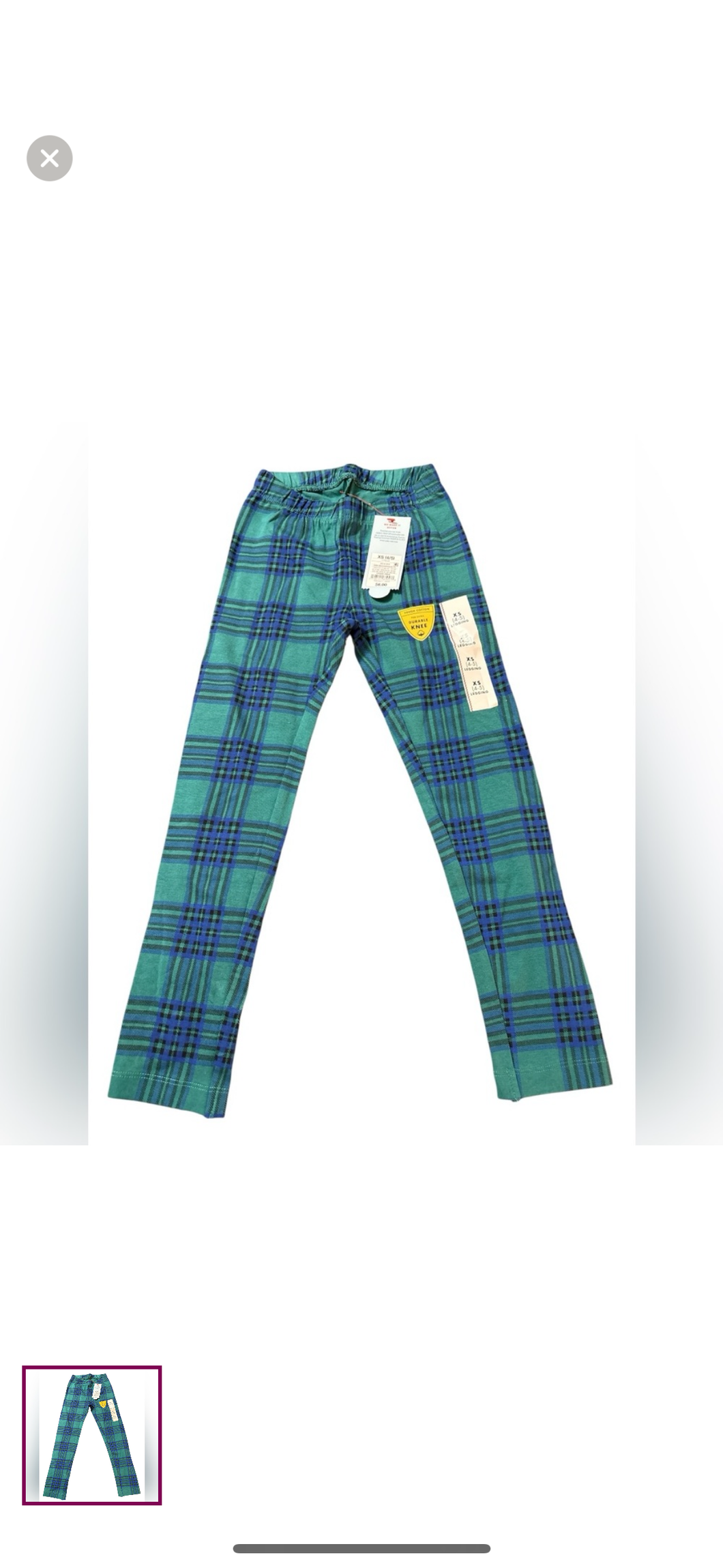 Nwt plaid leggings Green and blue plaid - size 4T/4