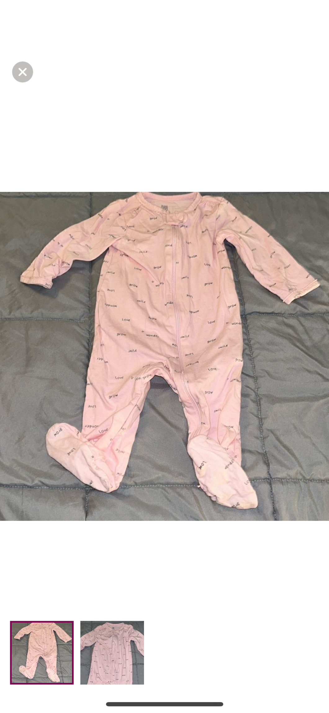 9m cotton footed pajama Pink love smile and grow - size 9 Months