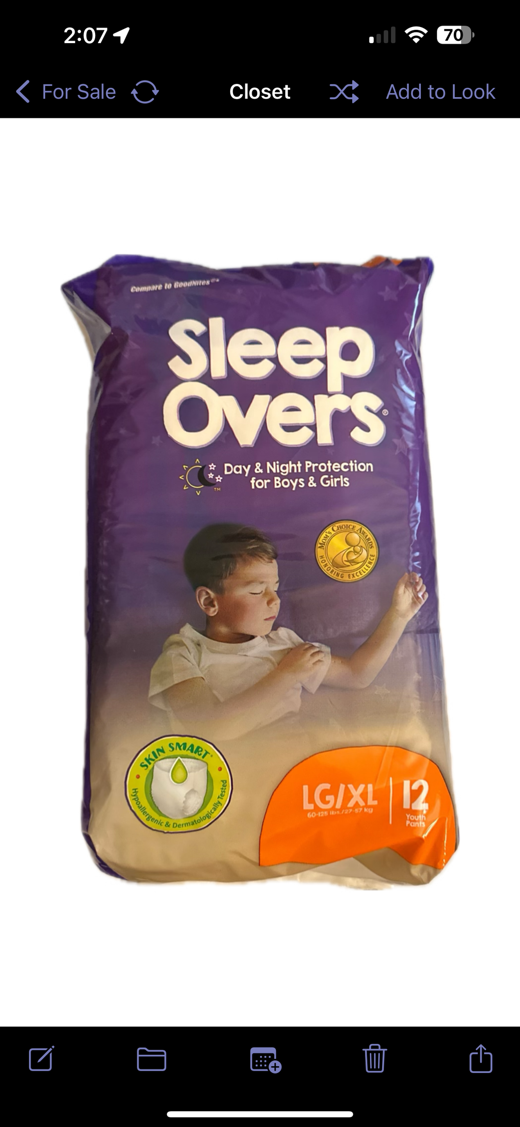 12 ct sleepovers Lg/xl