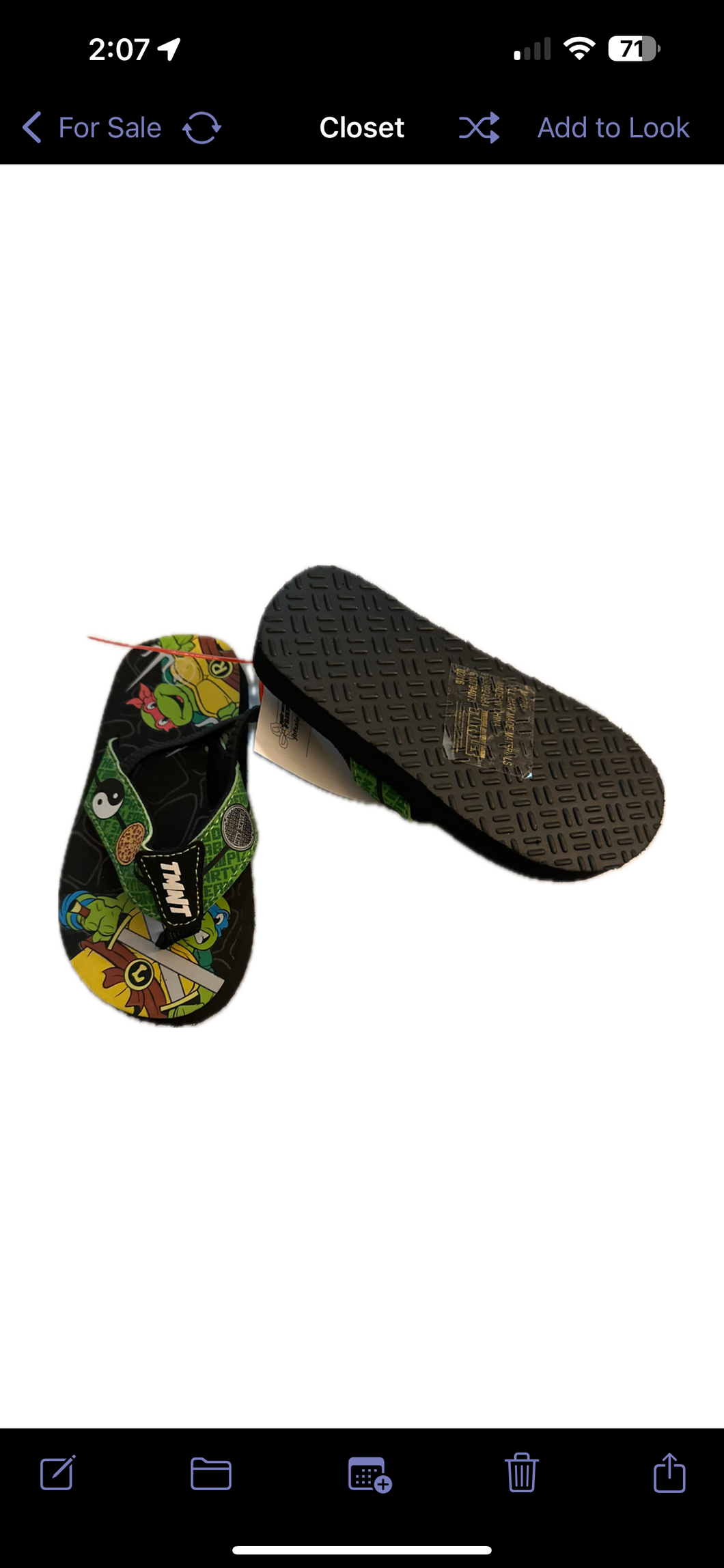 TMNT flip flops Sz 7-8 - size Shoes-toddler 7