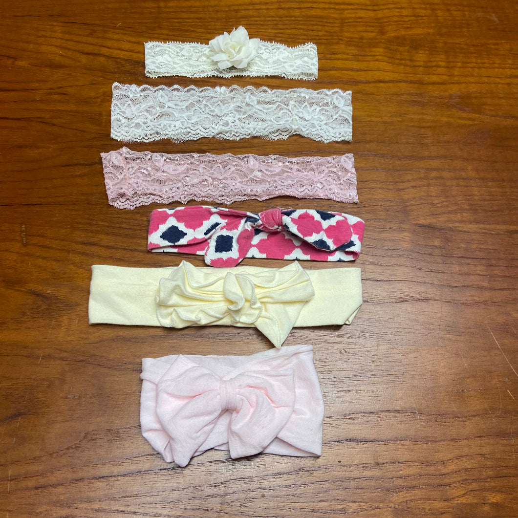 Set of 6 headbands white/white/pink/pattern - size 0-3 Months