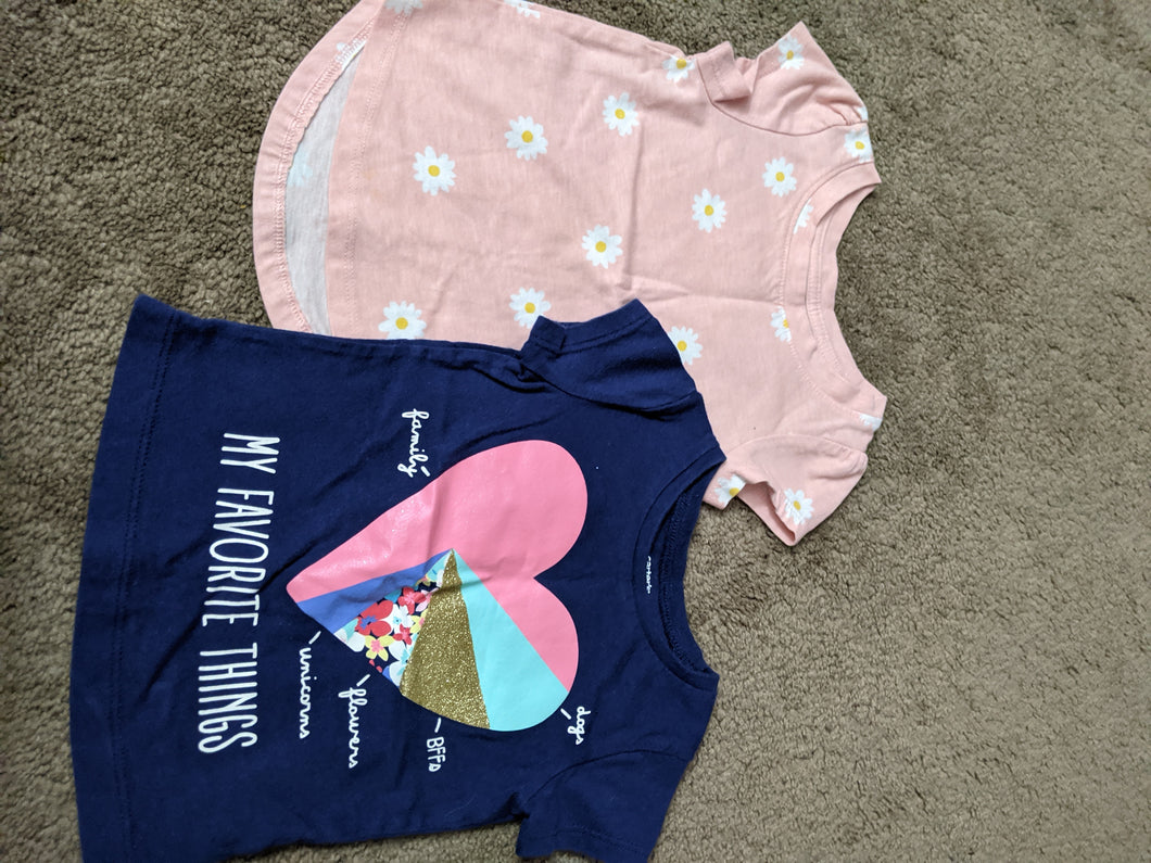 2 t shirts flower and heart - size 18 Months