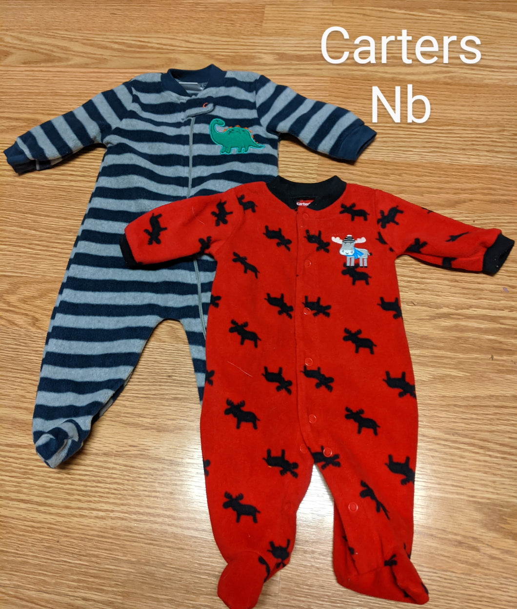 carters - 2 sleepers dino and moose - size Newborn