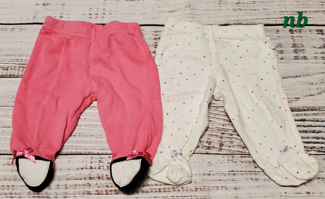 2 pairs of pants with feet - size Newborn