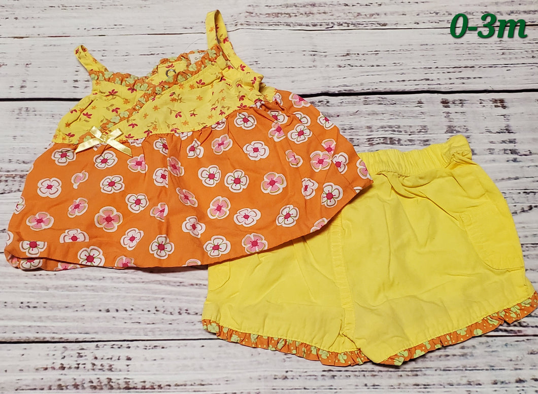 2 piece set orange and yellow - size 0-3 Months