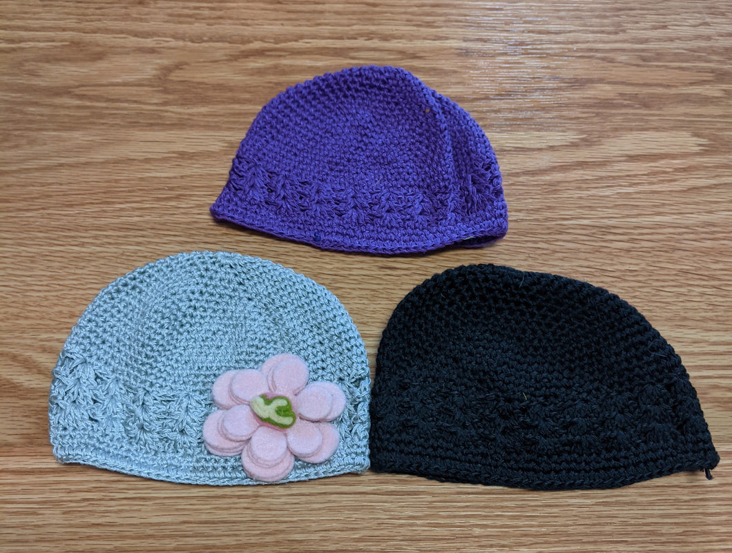 3 hats - flower infant/toddler headband