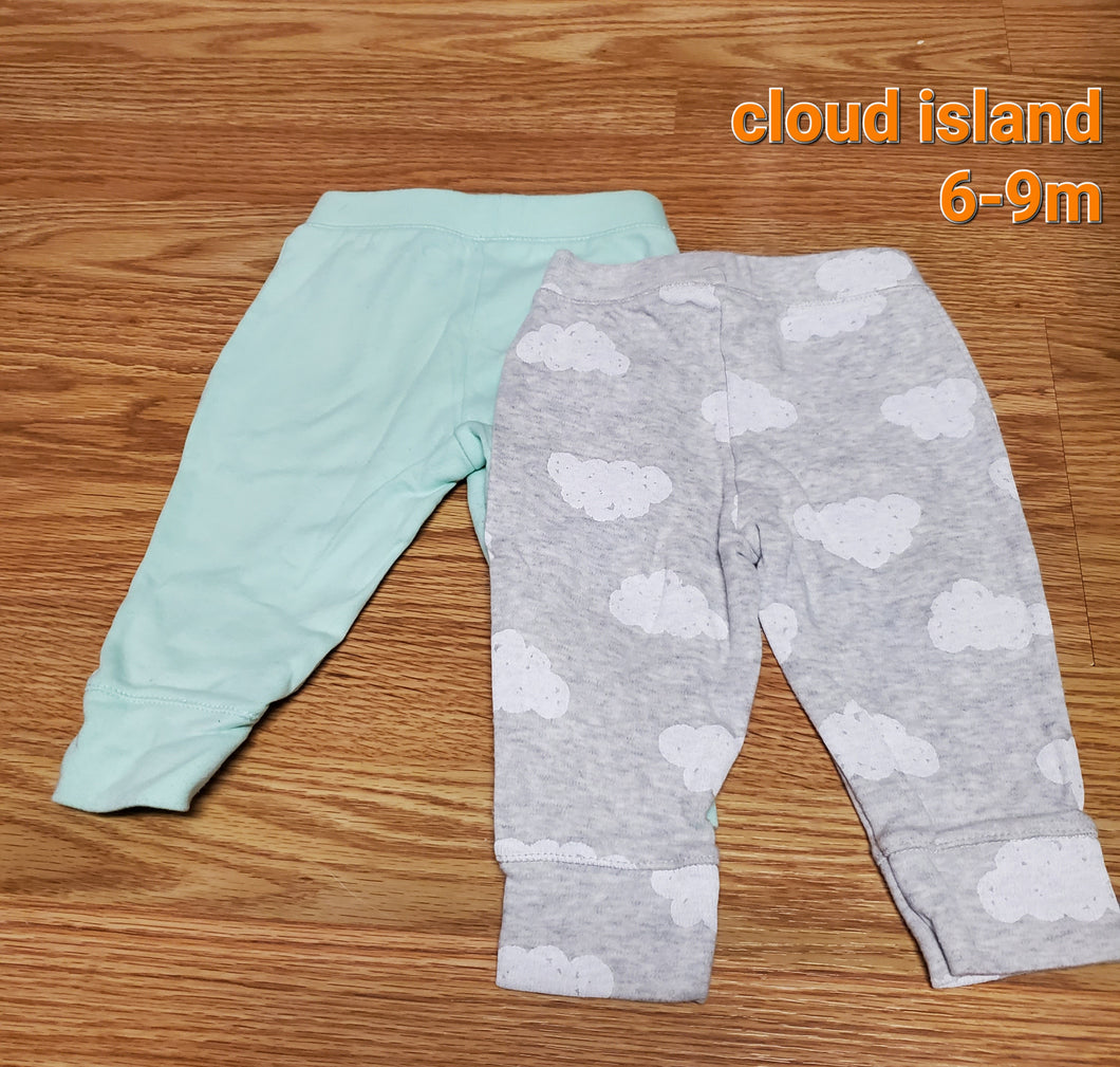cloud island pants teal and grey cloud - size 6 Months