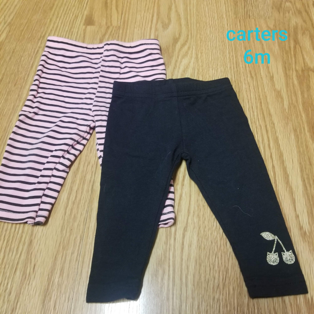 carters pants stripe/black cat cherry - size 6 Months