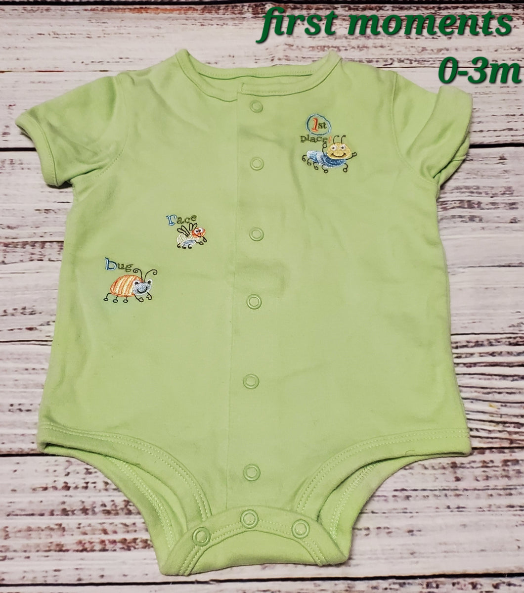 first moments green romper - size 0-3 Months
