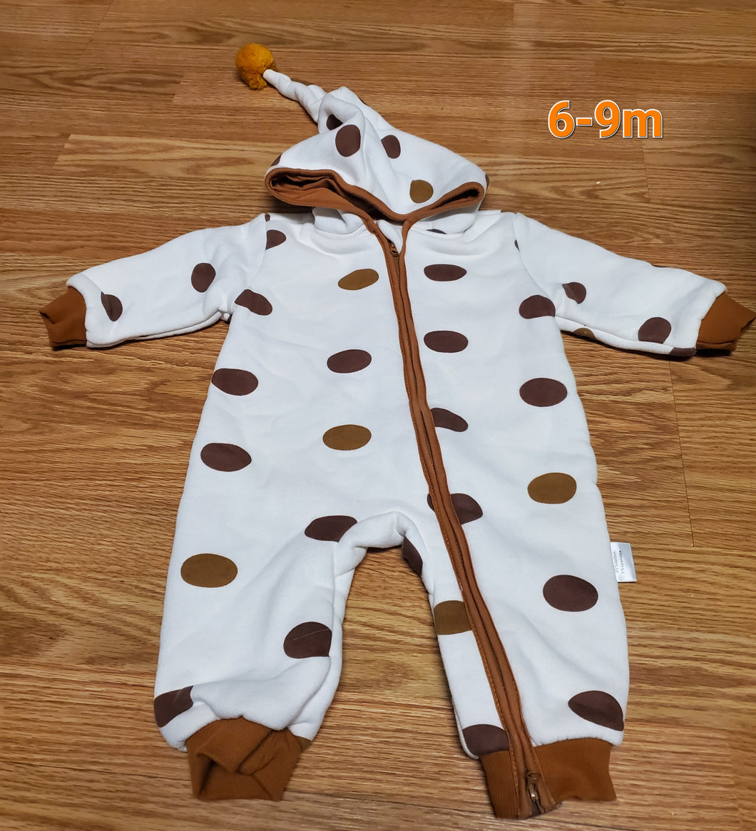 brown polkadot coat - size 6 Months