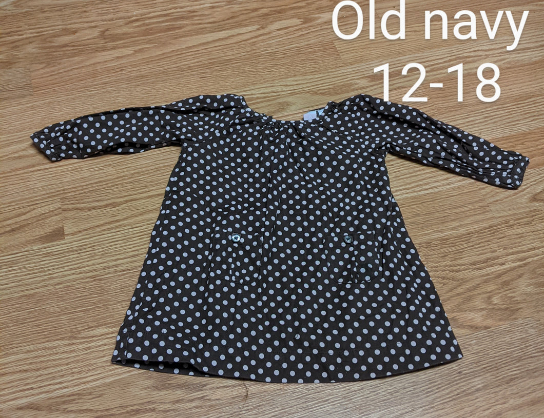 old navy - dress black/white polkadot - size 12 Months