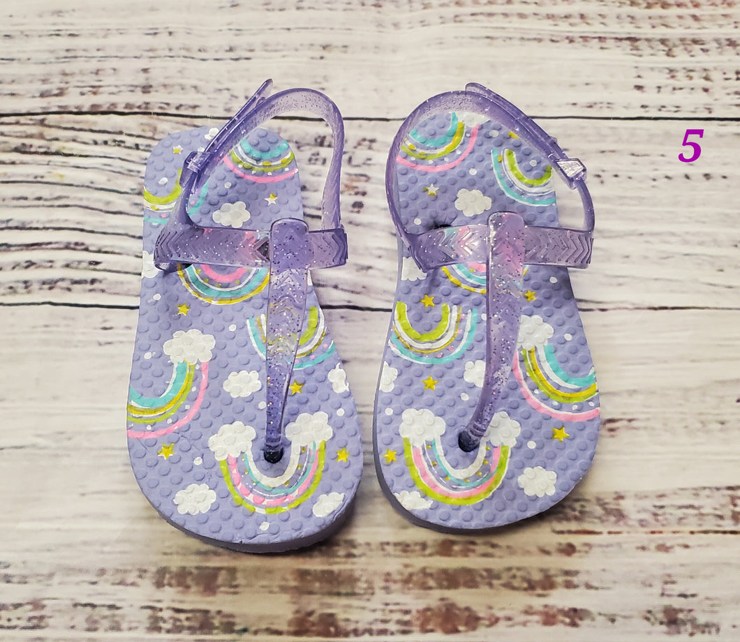 rainbow flip flops - size Shoes-toddler 5