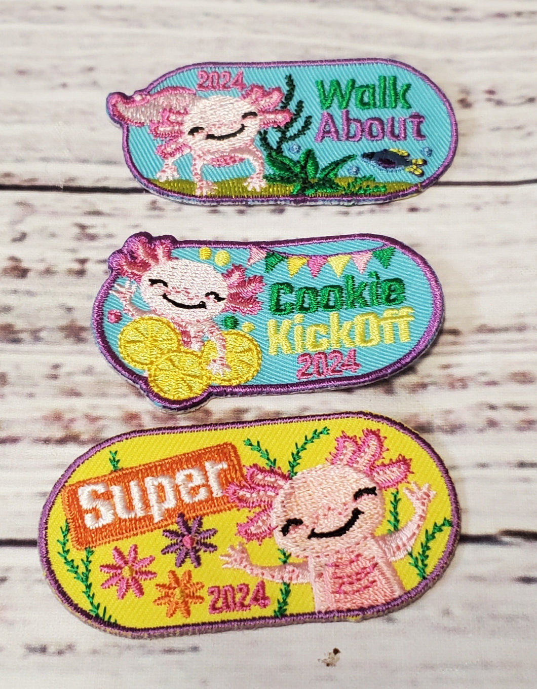 girl scout cookie reward patches - axolotl