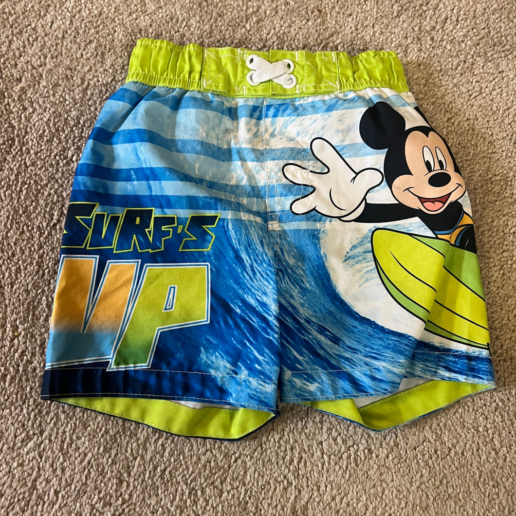 Disney Mickey swim trunk Green blue surfing mick - size 12 Months