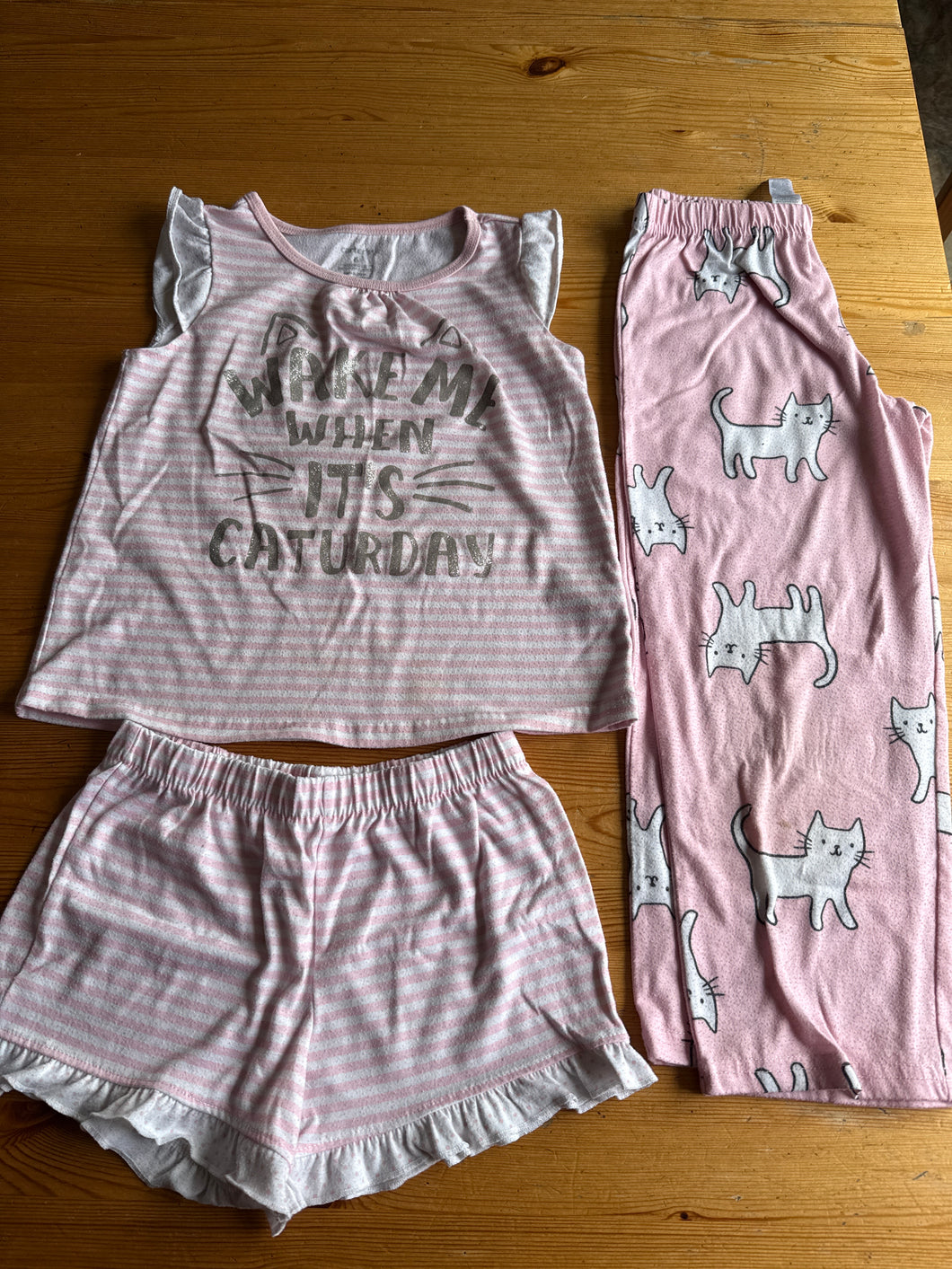Caturday Pajamas Shirt, shorts and pants - size Kids 6