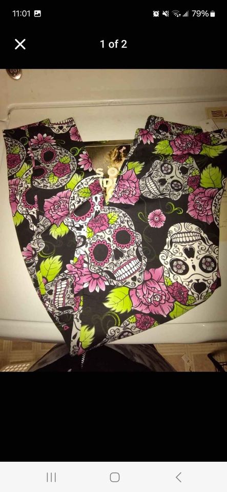 halloween skull leggings ankle length - size Junior Girls L (11-13)