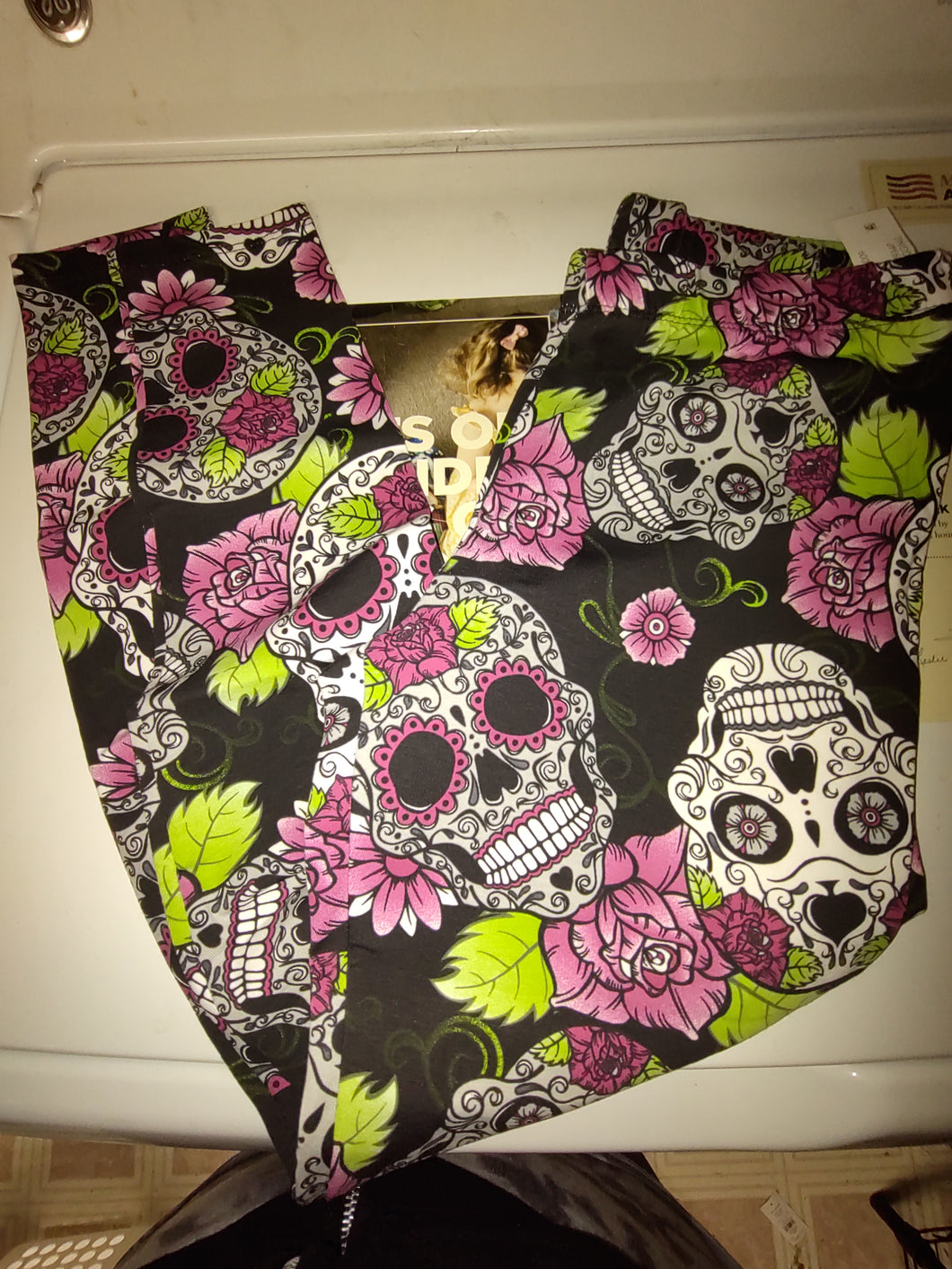 halloween skull leggings ankle length - size Junior Girls S (3-5)