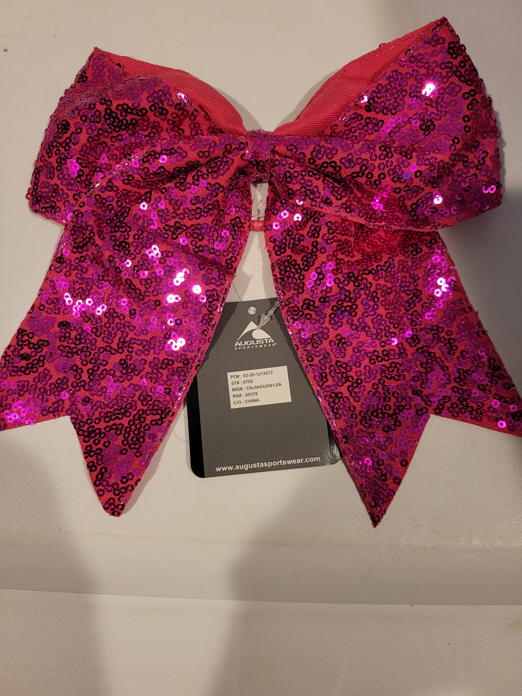 BN Pink Sequence Hair Bow w/Ponytail holder to