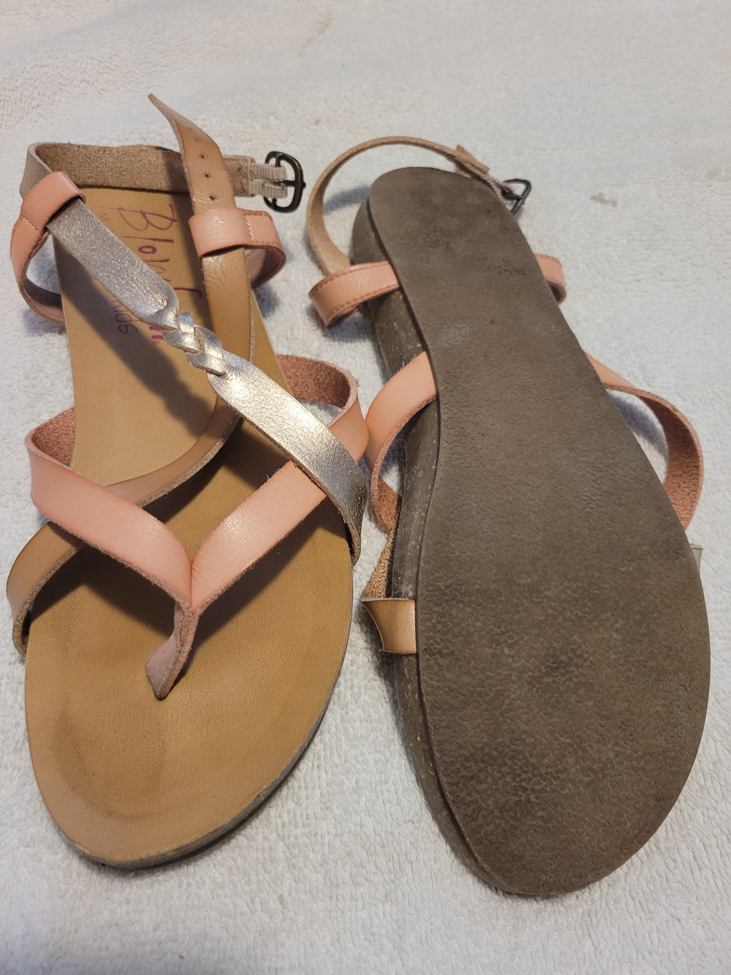 Blowfish peach/Pink Sandals-Buckle around - size shoes-youth 5