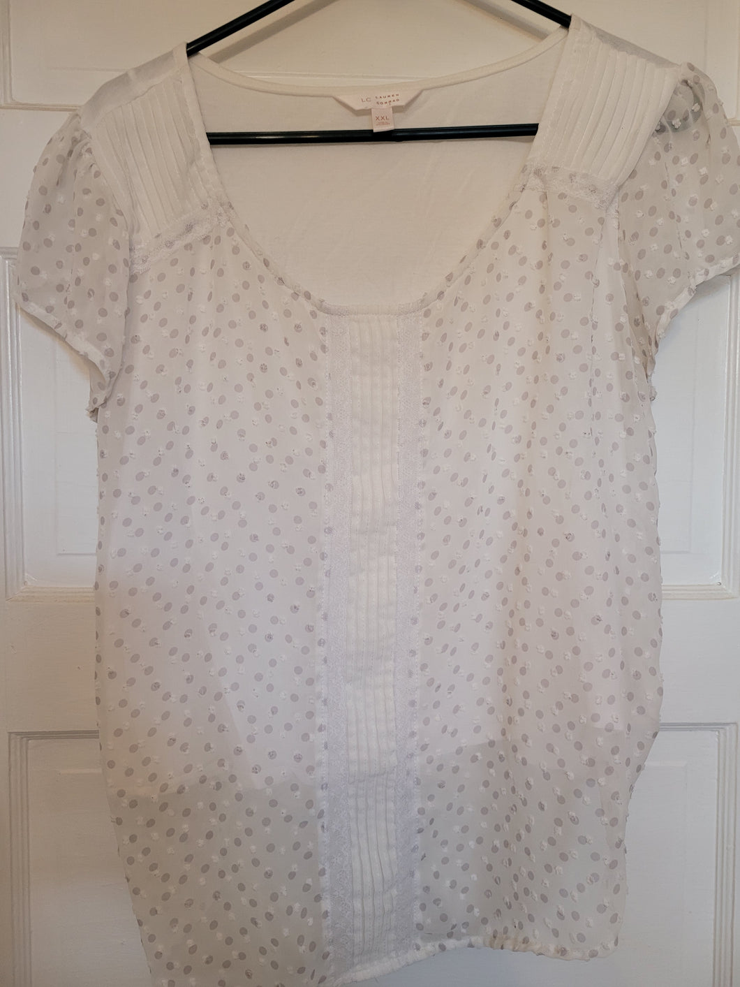 Lauren Conrad S/S shirt White cotton with sheer - size Women 1XL (16-18)