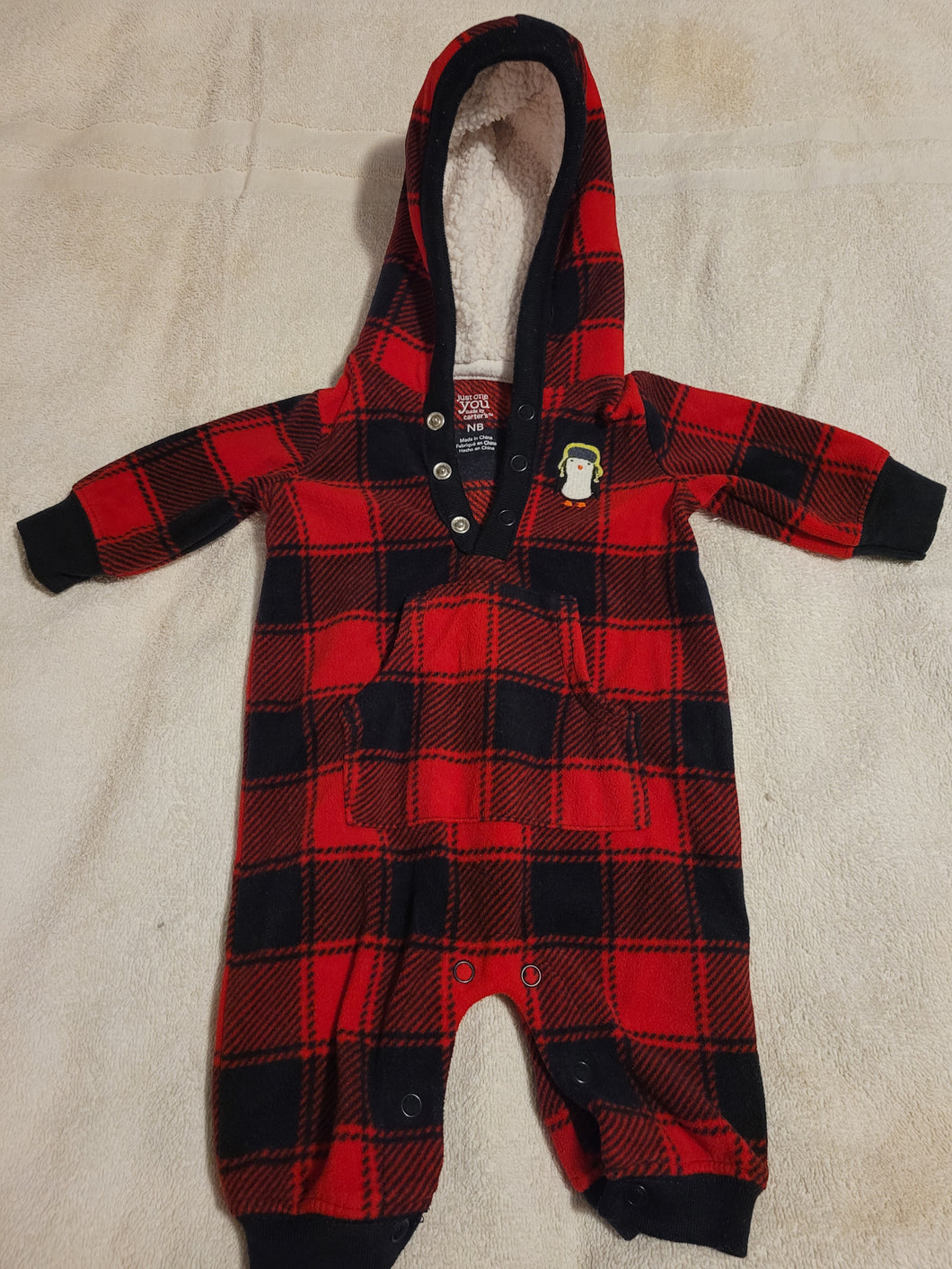 Just One You Fleece 1 pc Red/Black plaid Pants - size Newborn