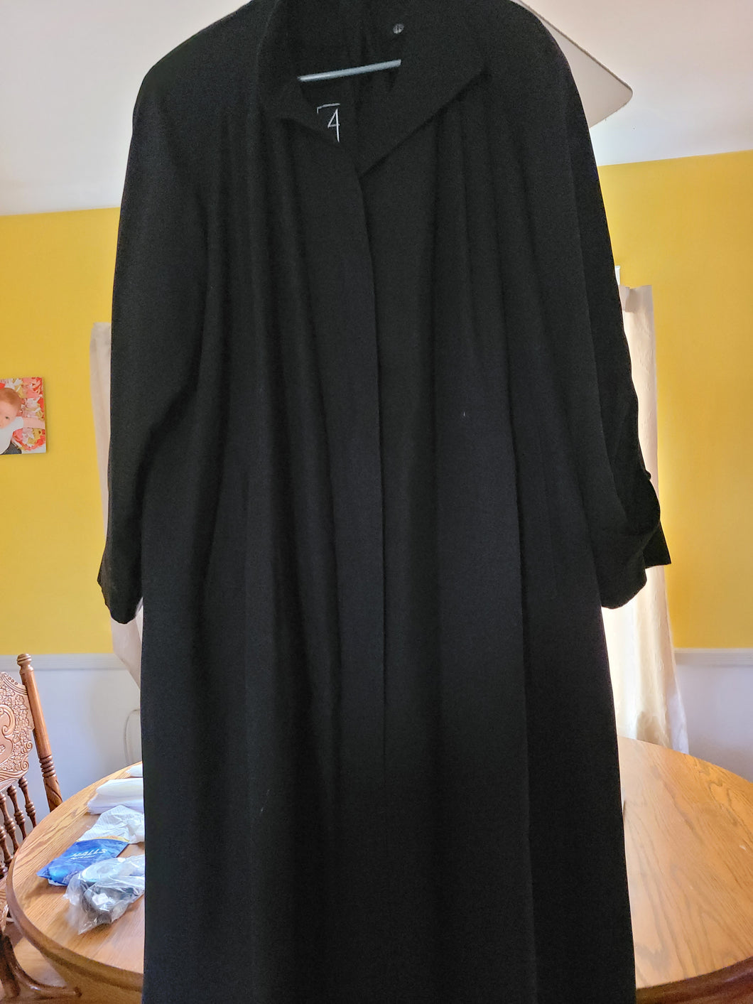 Black Trench Coat W/Button in/out fleece - size Women L (12)