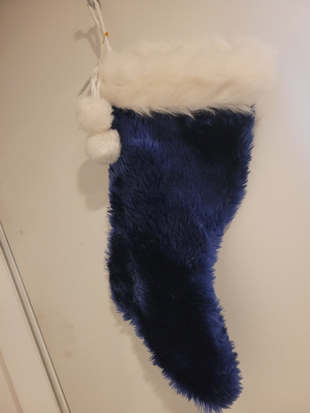 Blue Christmas Stocking W/White trim