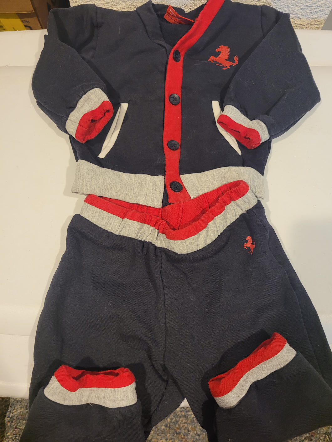 Ferrari Supercar 2pc L/S Button up Black/Red/Grey - size 6-9 Months