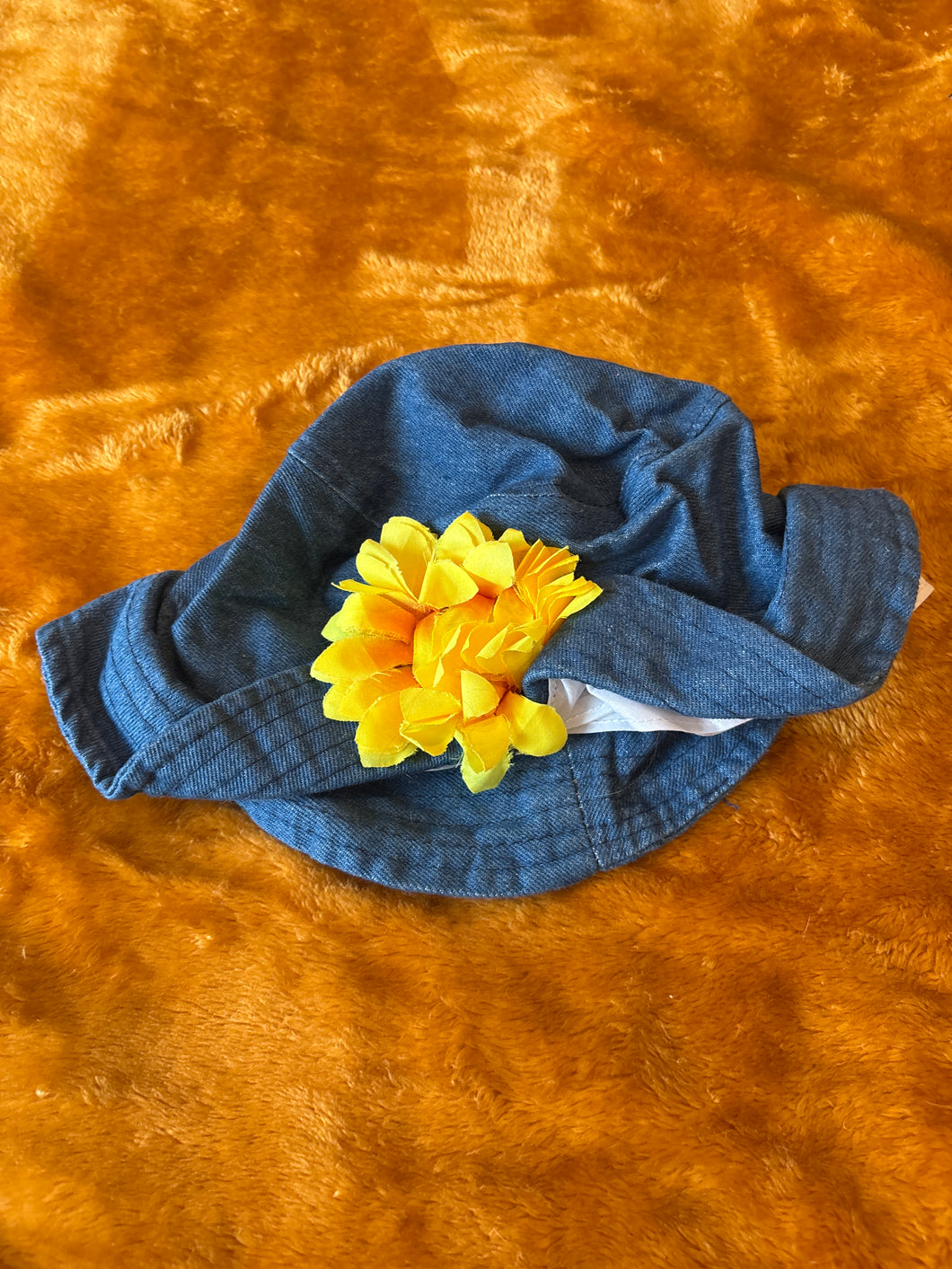 Adult Size Blue Hat w/ Yellow flower