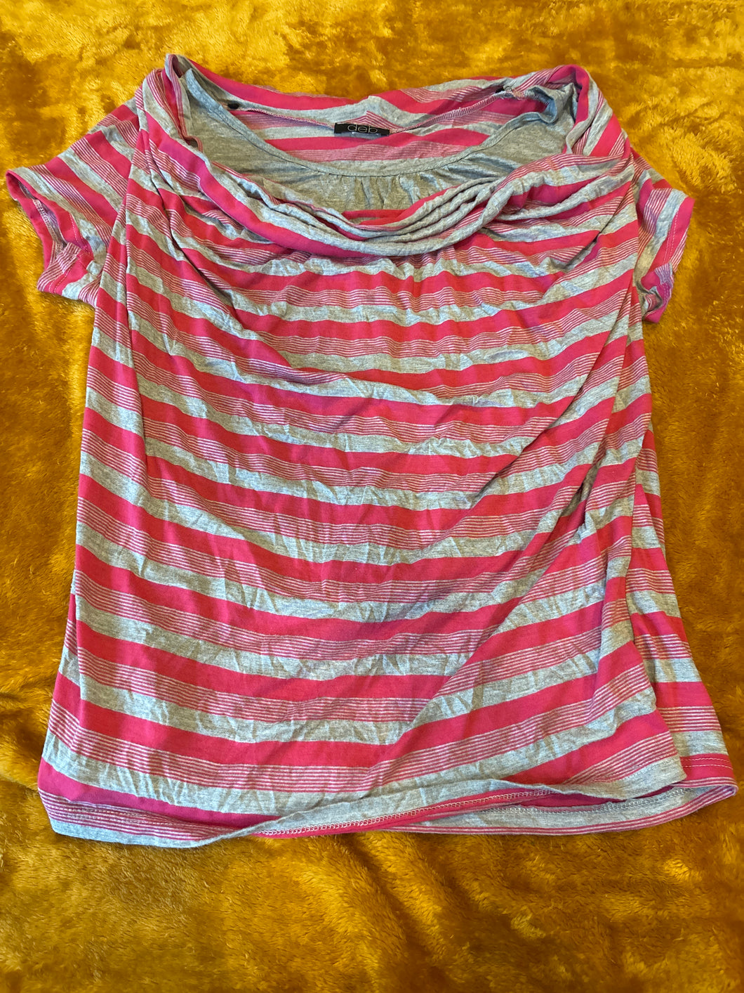 Deb Pink & Grey Stripe Shirt - size Women L (12)