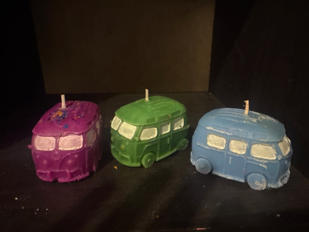 3 hippie van candles 2 in tall