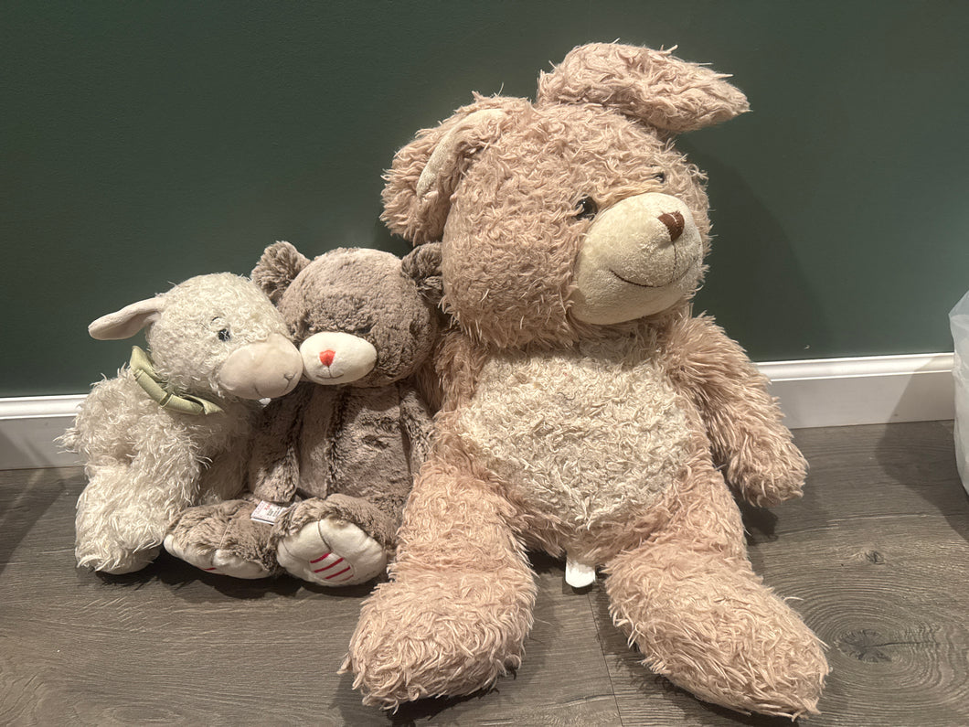 3 stuffed animals Large bunny