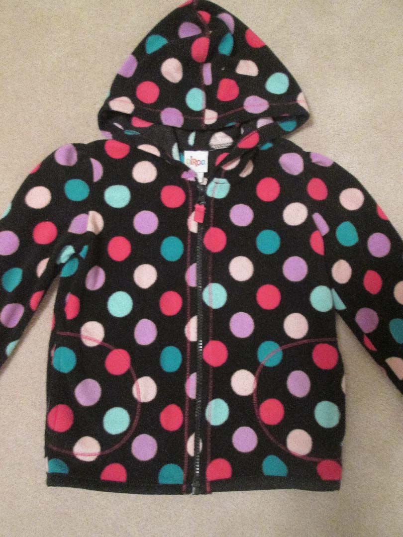 Circo fleece jacket/hood black with polka dots - size 5T/5